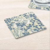 Japans Aziatisch Blauw Blad Bloem Kartonnen Onderzetters (Schuin)