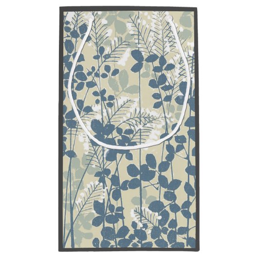 Japans Aziatisch Blauw Blad Bloem Klein Cadeauzakje (Achterkant)