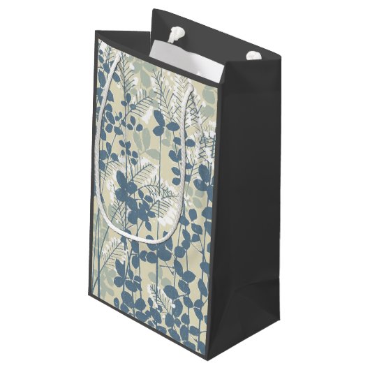 Japans Aziatisch Blauw Blad Bloem Klein Cadeauzakje (Achterkant Gekanteld)