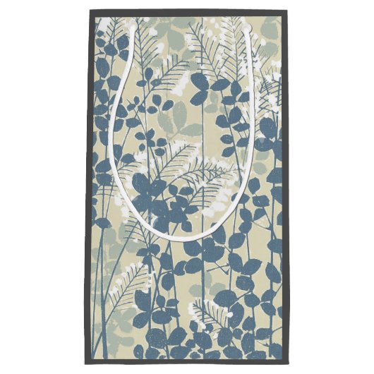 Japans Aziatisch Blauw Blad Bloem Klein Cadeauzakje (Voorkant)