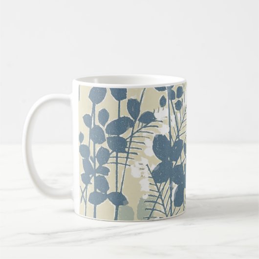 Japans Aziatisch Blauw Blad Bloem Koffiemok (Links)