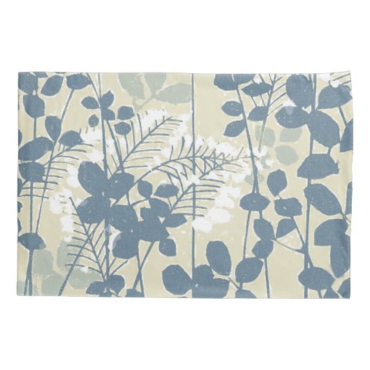 Japans Aziatisch Blauw Blad Bloem Kussensloop (Achterkant)