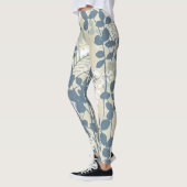 Japans Aziatisch Blauw Blad Bloem Leggings (Links)
