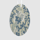 Japans Aziatisch Blauw Blad Bloem Ornament (voorkant)