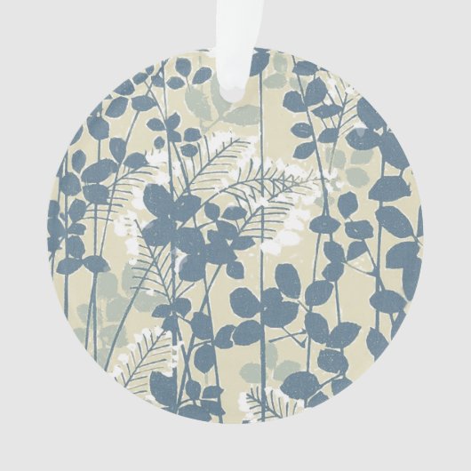 Japans Aziatisch Blauw Blad Bloem Ornament (voorkant)