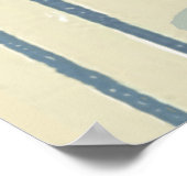 Japans Aziatisch Blauw Blad Bloem Poster (Hoek)