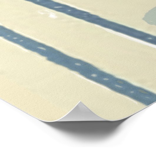 Japans Aziatisch Blauw Blad Bloem Poster (Hoek)