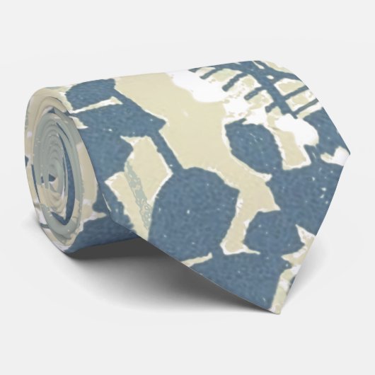 Japans Aziatisch Blauw Blad Bloem Stropdas (Opgerold)