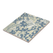 Japans Aziatisch Blauw Blad Bloem Tegeltje (Zijkant)