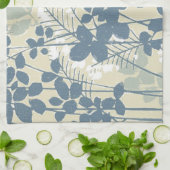 Japans Aziatisch Blauw Blad Bloem Theedoek (Gevouwen)