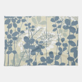 Japans Aziatisch Blauw Blad Bloem Theedoek (Horizontaal)