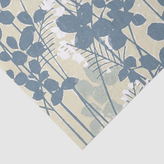 Japans Aziatisch Blauw Blad Bloem Tissuepapier (Detail)