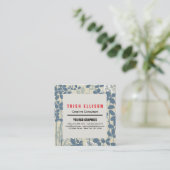 Japans Aziatisch Blauw Blad Bloem Vierkante Visitekaartje (Staand voorkant)