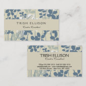 Japans Aziatisch Blauw Blad Bloem Visitekaartje (Voorkant / Achterkant)