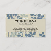 Japans Aziatisch Blauw Blad Bloem Visitekaartje (Achterkant)