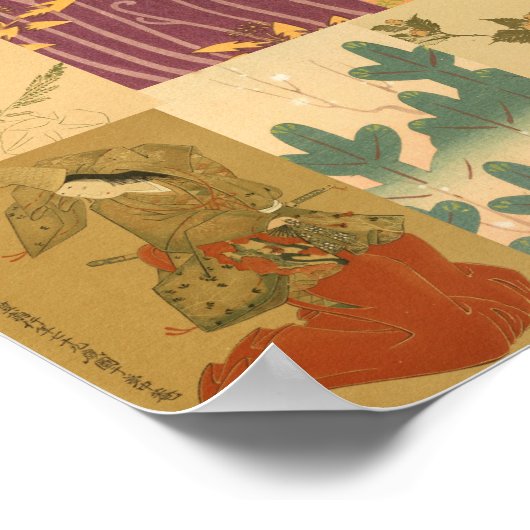  Japans-Aziatisch kleurenwandpatroon Poster (Hoek)