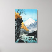 Japans Aziatisch Kunst  Sneeuw Overdekte Berg Canvas Afdruk (Voorkant)