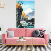 Japans Aziatisch Kunst  Sneeuw Overdekte Berg Canvas Afdruk (Insitu (Woonkamer))