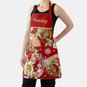  Japans-Aziatisch rood-Floral kunstpatroon Schort (Insitu)