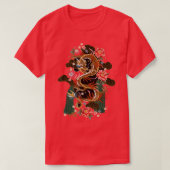 Japans-Aziatische Chinese vliegdraak Samurai Warri T-shirt (Design voorkant)