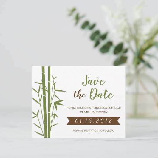 Japans Bamboe Bruiloft Save the Date Kaart (Staand voorkant)