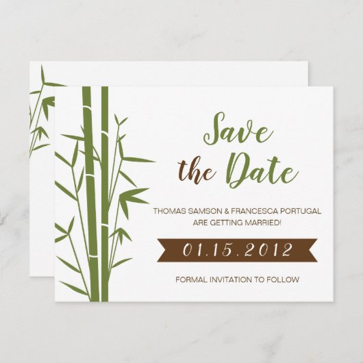 Japans Bamboe Bruiloft Save the Date Kaart (Voorkant / Achterkant)