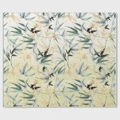 Japans Bamboo Gold Green Patroon Cadeaupapier (Vlak)