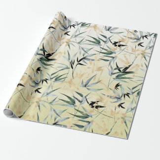 Japans Bamboo Gold Green Patroon Cadeaupapier