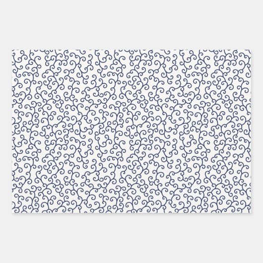 Japans Bamboo Seigaiha wit en blauw Inpakpapier Vel (Voorkant)