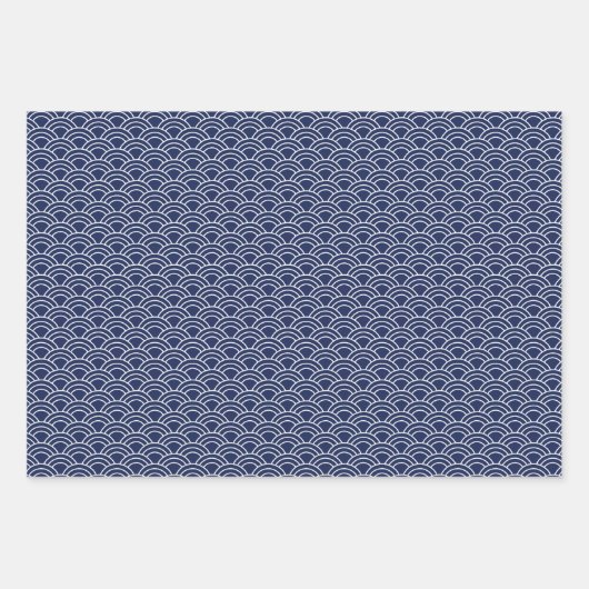 Japans Bamboo Seigaiha wit en blauw Inpakpapier Vel (Voorkant 3)