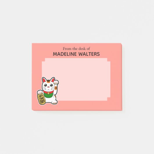 Japans Beckoning Kat Roze Gepersonaliseerd Post-it® Notes (Voorkant)