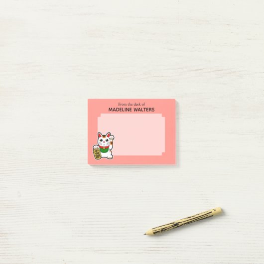 Japans Beckoning Kat Roze Gepersonaliseerd Post-it® Notes (Op bureau)