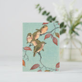 Japans Beeldende Kunst: Groene Vogels Briefkaart (Staand voorkant)