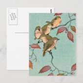 Japans Beeldende Kunst: Groene Vogels Briefkaart (Voorkant / Achterkant)