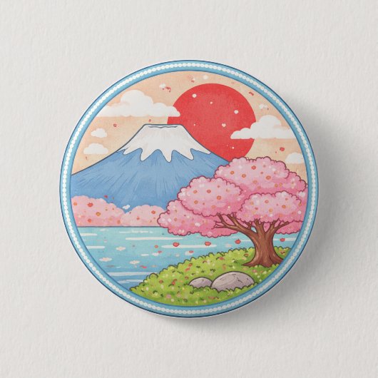 Japan's berg Fuji Ronde Button 5,7 Cm (Voorkant)