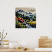 Japans Bergen Waterverf Muurkunst Poster (Keuken)