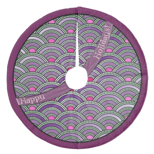 Japans bestratingspatroon - Orchidee en Celadon Fleece Kerstboom Rok (Voorkant)