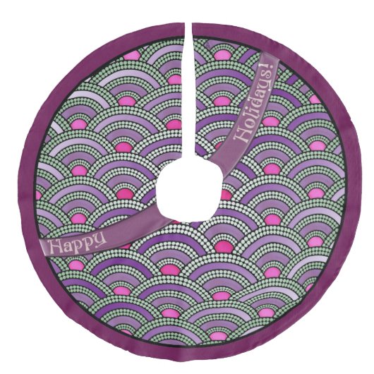 Japans bestratingspatroon - Orchidee en Celadon Fleece Kerstboom Rok (Voorkant)