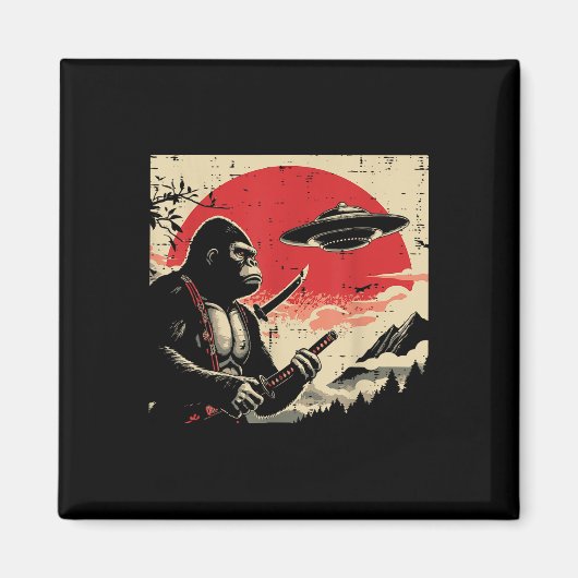 Japans Bigfoot Samurai Ufo Sasquatch Mannen Magneet (Voorkant)