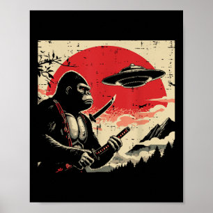 Japans Bigfoot Samurai Ufo  Sasquatch Mannen Poster
