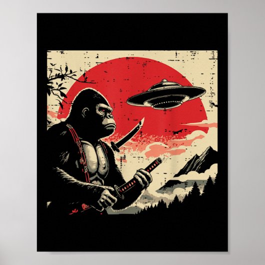 Japans Bigfoot Samurai Ufo  Sasquatch Mannen Poster (Voorkant)