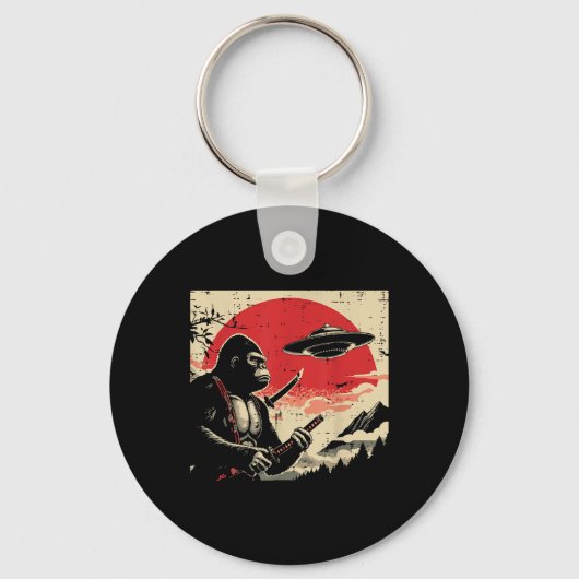 Japans Bigfoot Samurai Ufo Sasquatch Mannen Sleutelhanger (Voorkant)