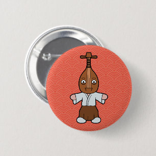 Japans Biwa-Man   Leuke Musical Yokai Ronde Button 5,7 Cm