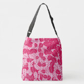 Japans blad Print, Fuchsia and Light Pink Crossbody Tas (Achterkant)