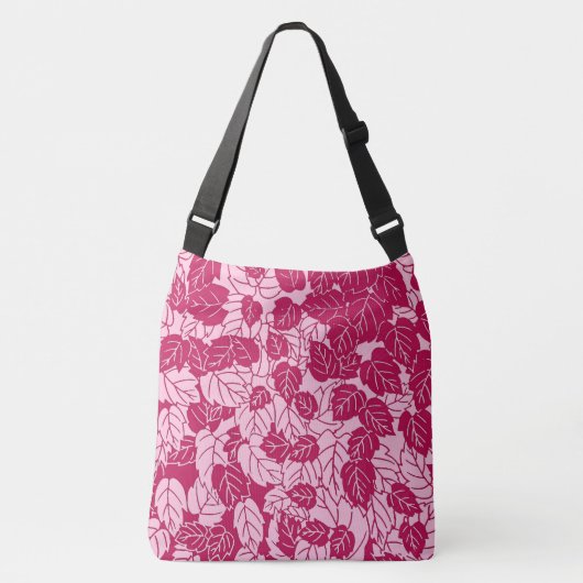 Japans blad Print, Fuchsia and Light Pink Crossbody Tas (Voorkant)