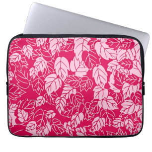 Japans blad Print, Fuchsia and Light Pink Laptop Sleeve