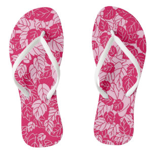 Japans blad Print, Fuchsia and Light Pink Teenslippers