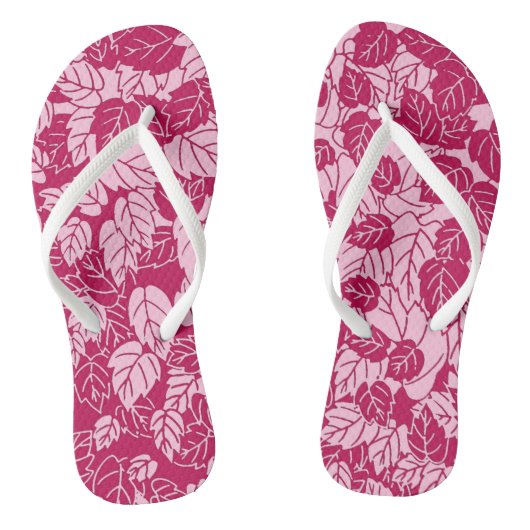 Japans blad Print, Fuchsia and Light Pink Teenslippers (Voetbed)