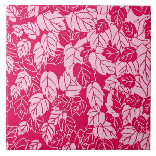 Japans blad Print, Fuchsia and Light Pink Tegeltje