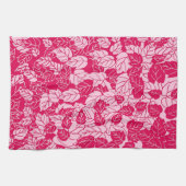 Japans blad Print, Fuchsia and Light Pink Theedoek (Horizontaal)